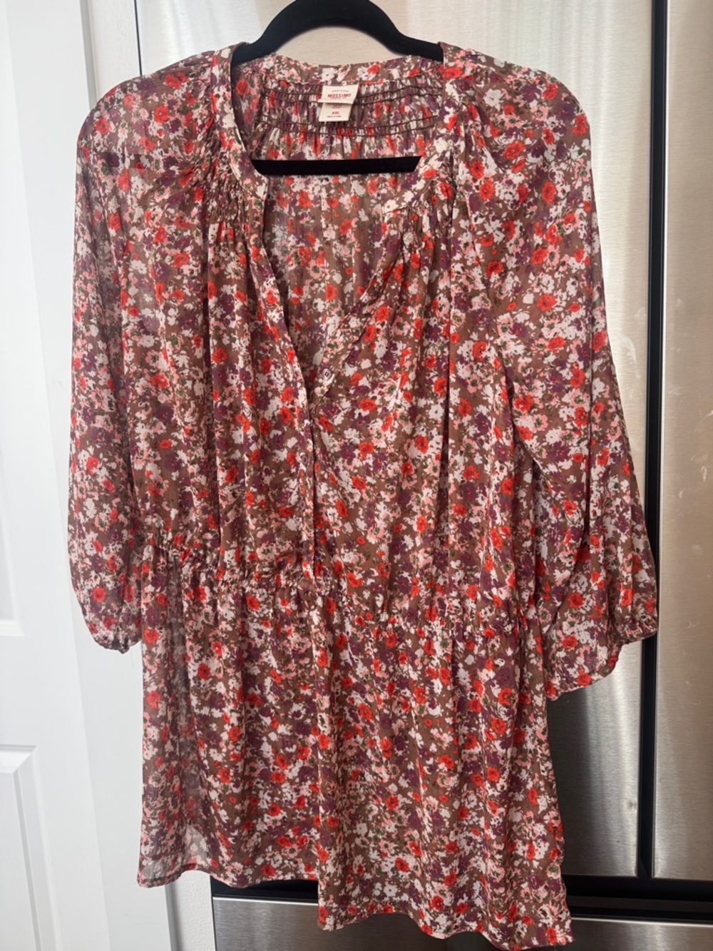 Mossimo Supply Co. Floral Blouse in Brown, Red & Pink